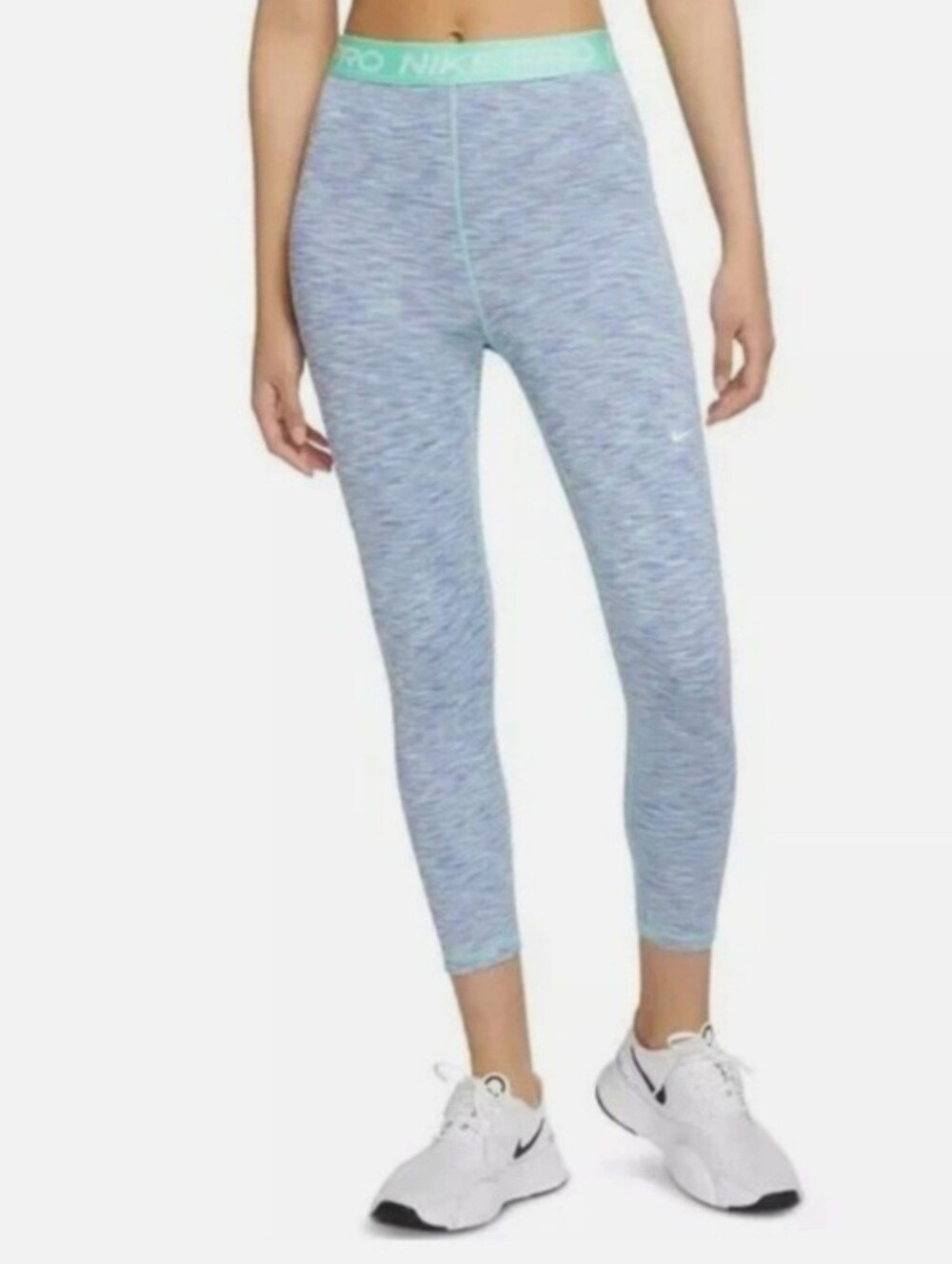 Nike Pro  Cropped Tights DA1012-500 Green Purple Glow Women Size S